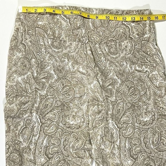 New Directions - Women's Size 12 - Tan Paisley Capri Pants Flat Front No Pockets - Picture 6 of 10